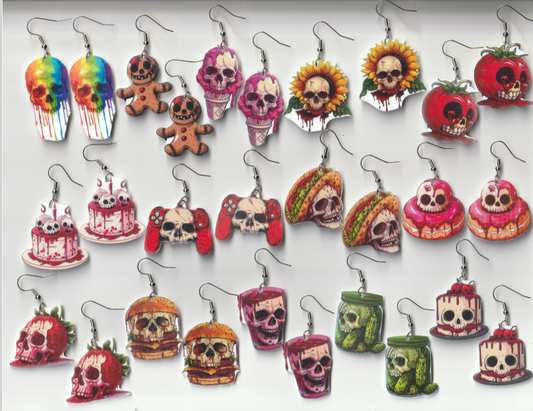 Novelty Food & Beverage Skull Earrings