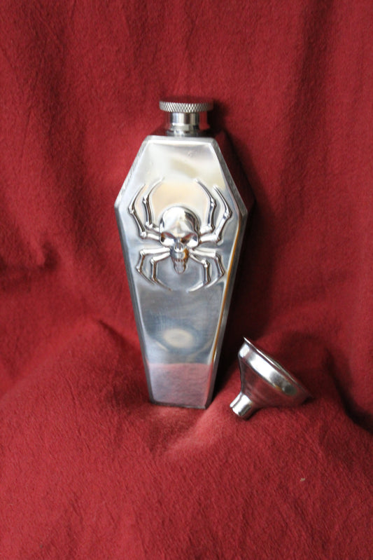 Spider Skull Metal Flask